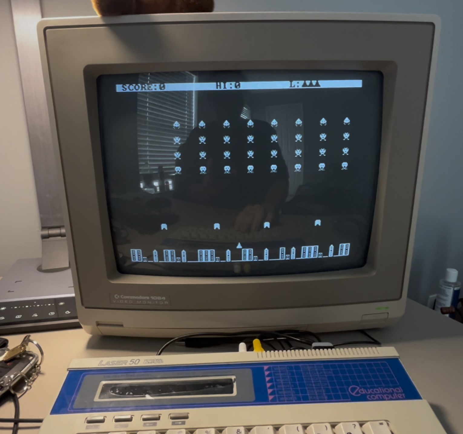 Built-in Space Invaders clone running on the DAISY-1
